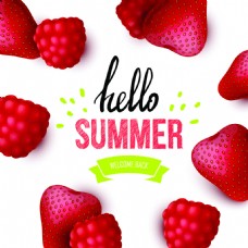 卡通草莓夏日水果矢量海报