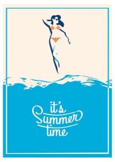 海上度假海滩上夏日假期度假矢量海报背景