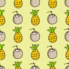 卡通菠萝夏日水果果汁手绘纹理图案矢量