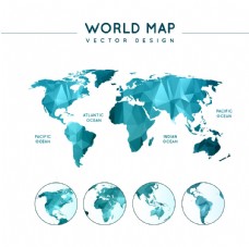 世界地图多边形的世界地形图