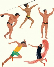 运动员图标收集彩色卡通设计各种手势