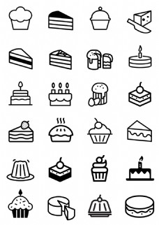 海报简约线性蛋糕图标icon小元素