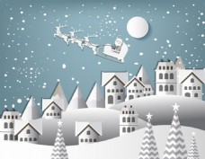 白色圣诞背景飞圣克劳斯月亮图标免费矢量