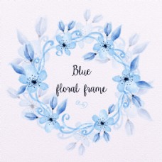 蓝色花环背景素材
