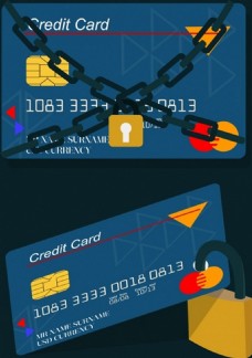 信用卡安全概念的锁链图标免费矢量