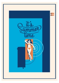 海上度假躺在水上夏日假期度假矢量海报背景