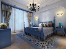 地中海风格简约卧室装修效果图