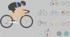 自行车运动运动自行车插画免抠png透明图层素材