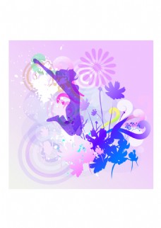 紫色欧美卡通花纹