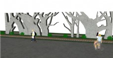 创意树木景观墙SU草图大师skp模型