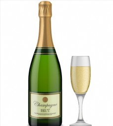 设计素材绿色香槟酒瓶包装设计矢量素材