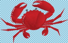 爱上手绘红色螃蟹图片免抠png透明图层素材