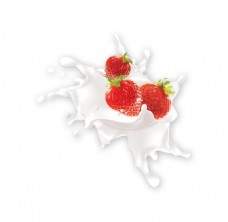 牛奶草莓png元素