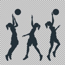 手绘篮球运动剪影免抠png透明图层素材