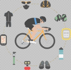 自行车运动运动自行车各种装备免抠png透明图层素材
