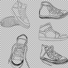 手绘篮球鞋子插图免抠png透明图层素材