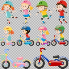 儿童插画儿童玩具自行车插画免抠png透明图层素材