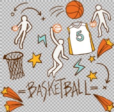 手绘篮球元素装饰插图免抠png透明素材