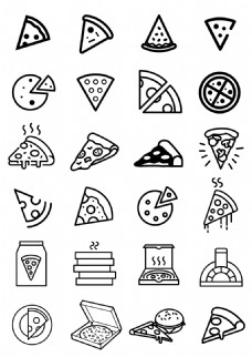 简约线性披萨图标icon小元素