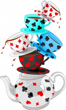 咖啡杯卡通创意咖啡壶和杯子插画