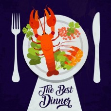 晚餐海鲜图标广告餐具装饰免费矢量