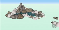 草图大师模型景观石头群石skp模型