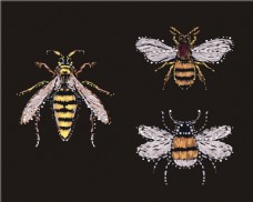 蜜蜂刺绣矢量图下载