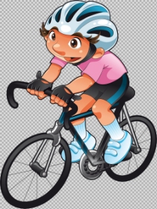 自行车运动卡通运动员骑自行车插画免抠png透明素材