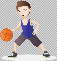 SPA插图手绘男士打篮球插图免抠png透明图层素材
