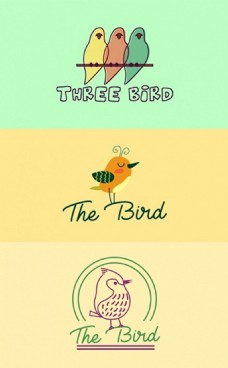 鸟标志彩色卡通素描免费矢量