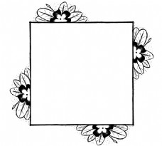 画册封面背景黑白卡通小花装饰手绘边框