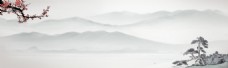 中国风设计手绘山水画花纹背景图