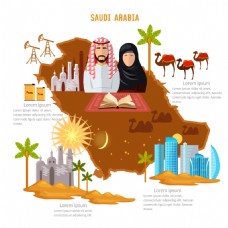 创意建筑创意迪拜建筑旅行插画