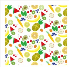 卡通菠萝手绘蔬菜水果四方连续底纹