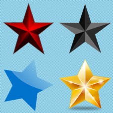 红色星空不同颜色的五角星免抠png透明图层素材