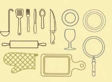 厨房工具线条图