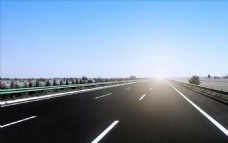 光影日光下空旷的高速公路摄影