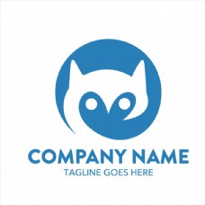 动物形象蓝色圆形抽象狐狸动物logo