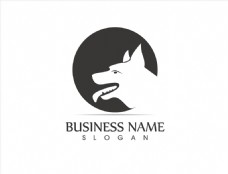 宠物狗黑白圆形动物logo矢量素材