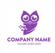 紫色抽象猫头鹰logo矢量素材