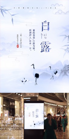 水墨中国风意境白露节气海报