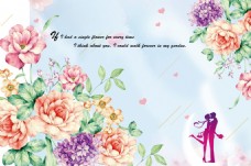 沙发背景墙浪漫情人节花卉海报设计