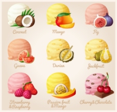 热带水果冰淇淋插画