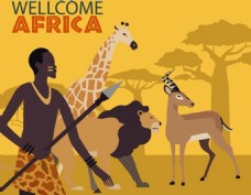 非洲动物矢量背景