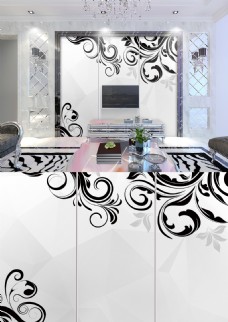 典雅花纹现代简约黑白线条花纹典雅简洁背景墙