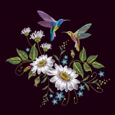 花叶中国传统艺术刺绣花朵插画