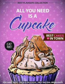 巧克力奶油蛋糕美食甜品海报矢量素材