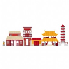 中国风复古建筑png元素