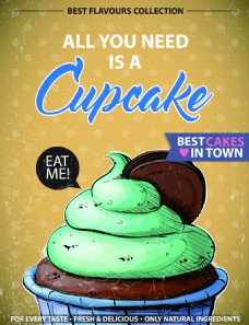 美味蛋糕美食甜品海报矢量素材