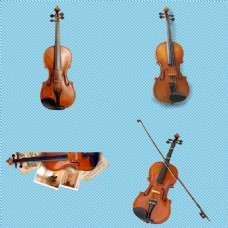 四个精致小提琴免抠png透明图层素材